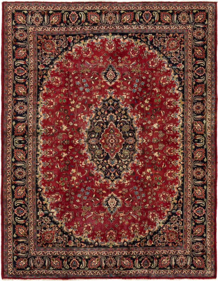 Detail image of 9' 9 x 12' 10 Hand Knotted Mashad Persian Wool Rug