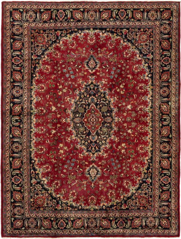 Detail image of 9' 9 x 12' 10 Hand Knotted Mashad Persian Wool Rug