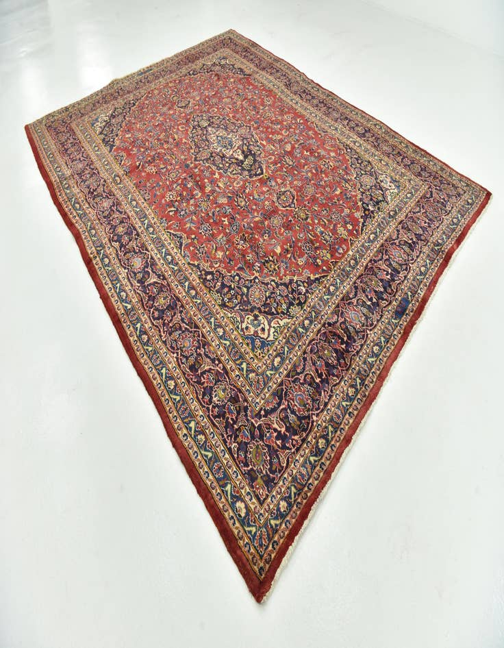 Detail image of 9' 6 x 12' 6  Hand Knotted Mashad Persian Wool Rug