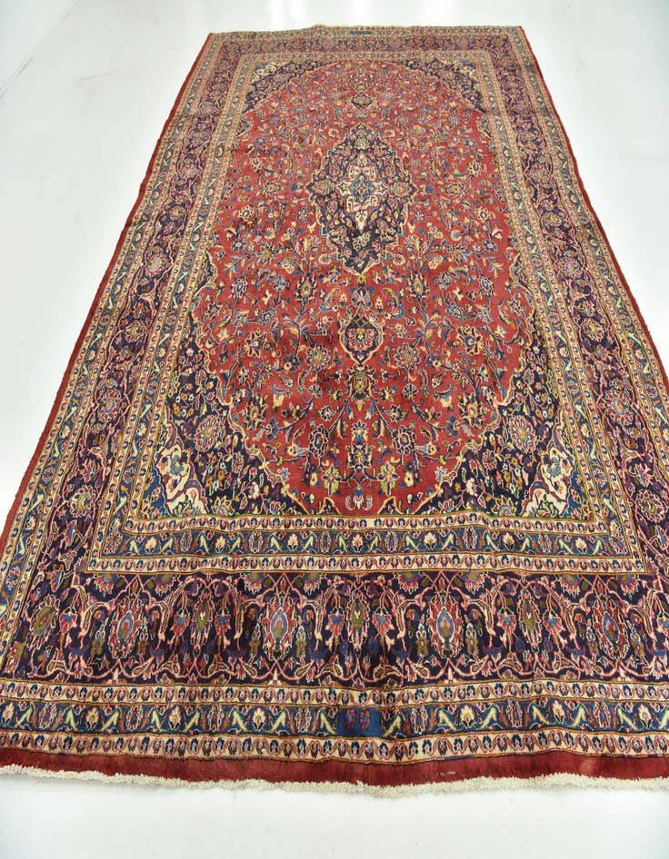 Detail image of 9' 6 x 12' 6  Hand Knotted Mashad Persian Wool Rug