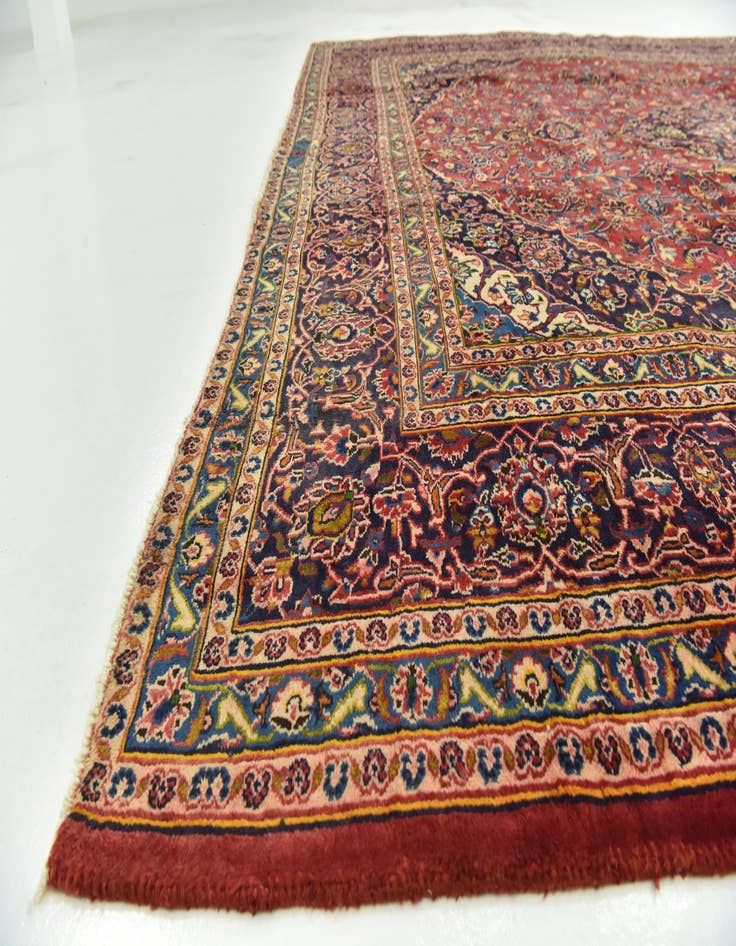 Detail image of 9' 6 x 12' 6  Hand Knotted Mashad Persian Wool Rug