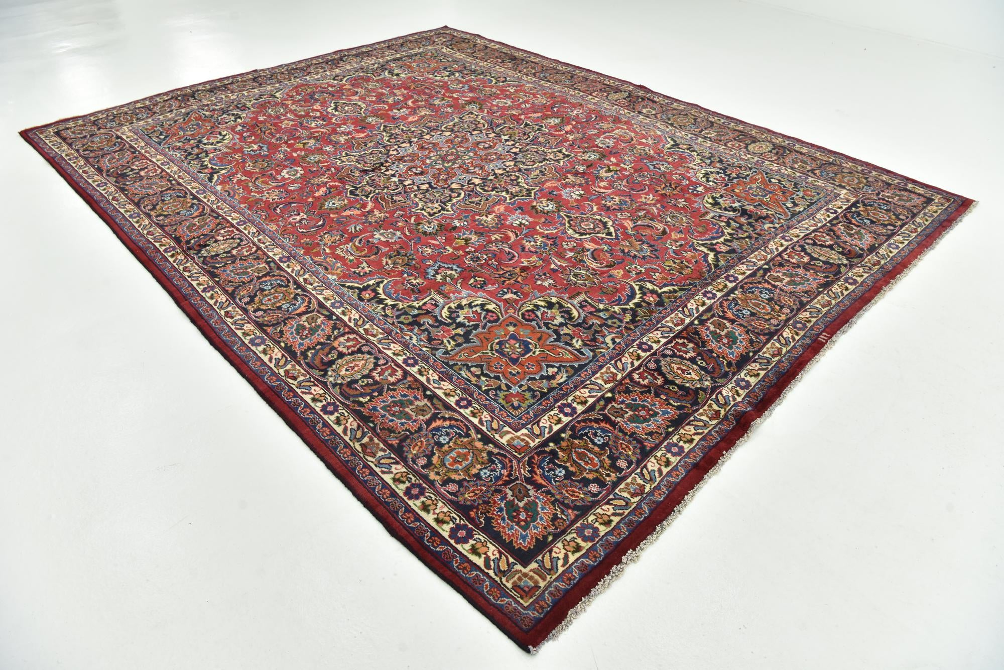 9' 8 x 12' 5 Hand Knotted Mashad Persian Wool Rug