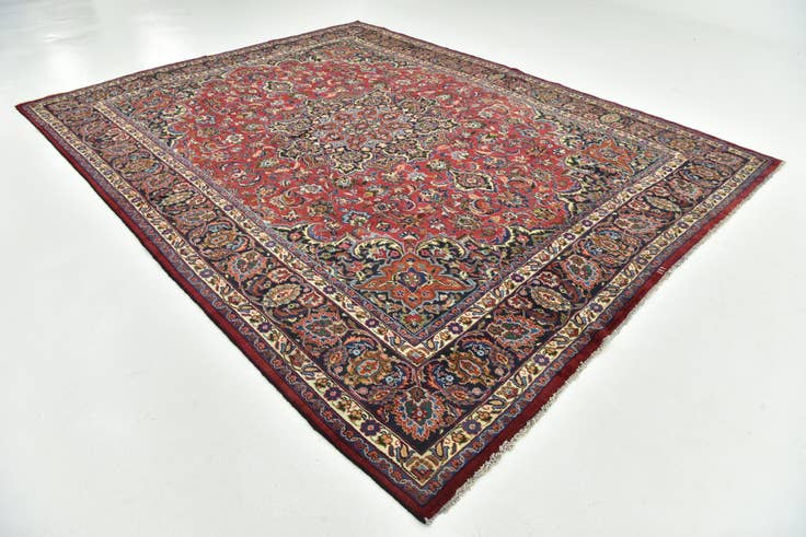 Detail image of 9' 8 x 12' 5 Hand Knotted Mashad Persian Wool Rug