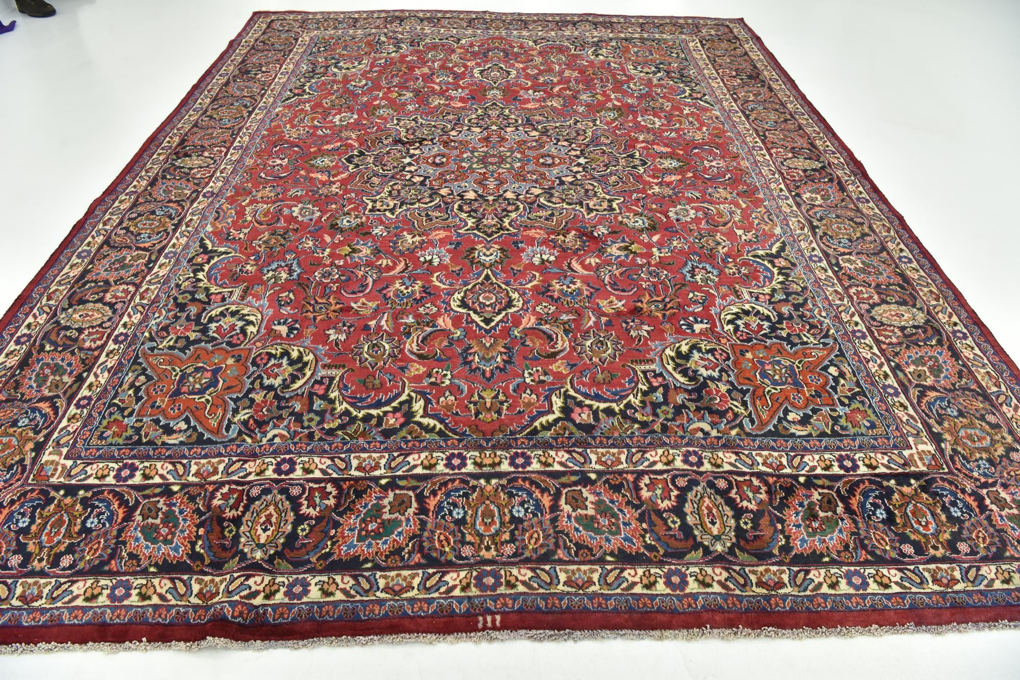 9' 8 x 12' 5 Hand Knotted Mashad Persian Wool Rug