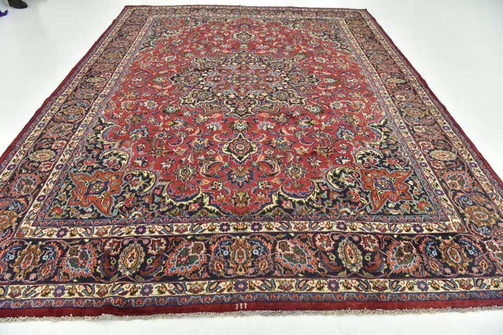 9' 8 x 12' 5 Hand Knotted Mashad Persian Wool Rug