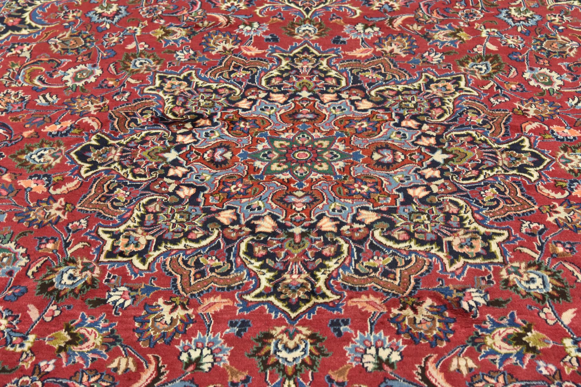 9' 8 x 12' 5 Hand Knotted Mashad Persian Wool Rug