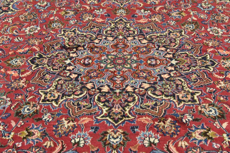 Detail image of 9' 8 x 12' 5 Hand Knotted Mashad Persian Wool Rug