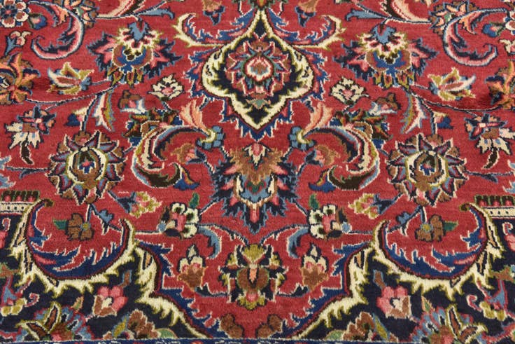 Detail image of 9' 8 x 12' 5 Hand Knotted Mashad Persian Wool Rug