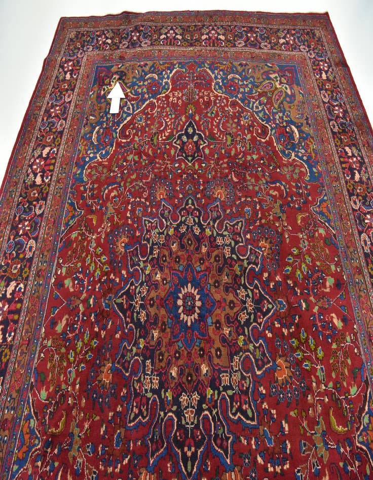 Detail image of 9' 9 x 13'  Hand Knotted Mashad Persian Wool Rug