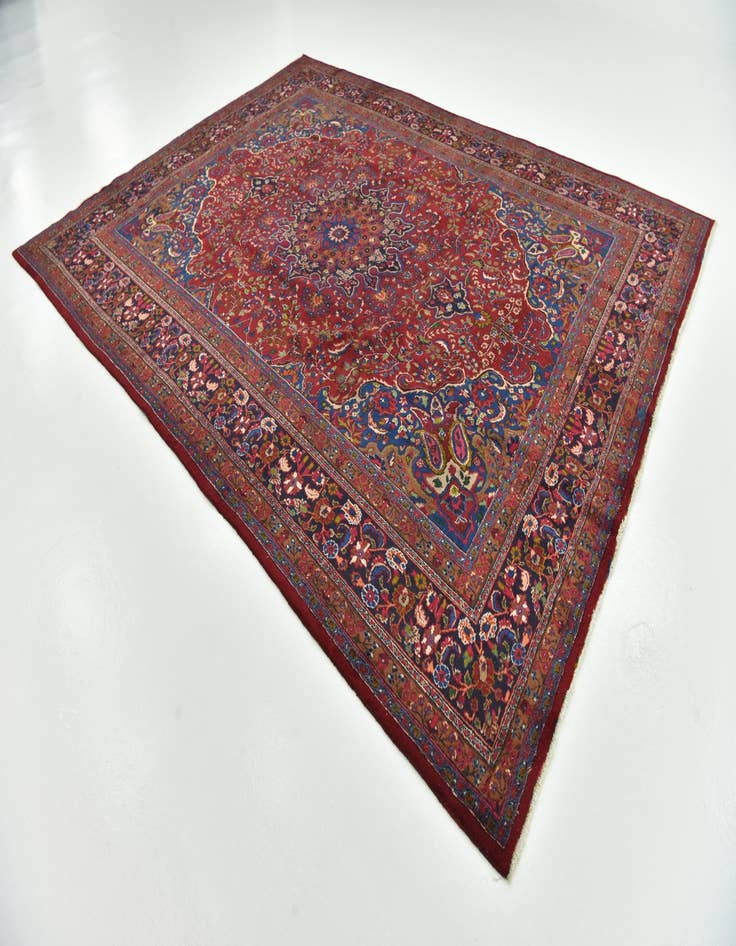 Detail image of 9' 9 x 13'  Hand Knotted Mashad Persian Wool Rug