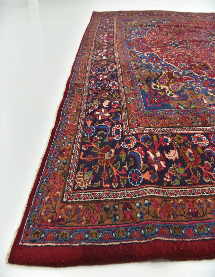 Detail image of 9' 9 x 13'  Hand Knotted Mashad Persian Wool Rug
