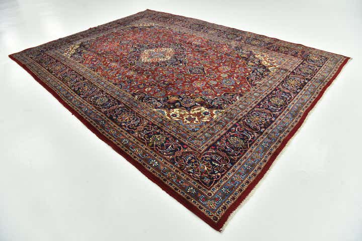9' 7 x 12' 9 Hand Knotted Mashad Persian Wool Rug