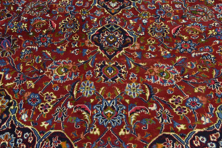 Detail image of 9' 7 x 12' 9 Hand Knotted Mashad Persian Wool Rug