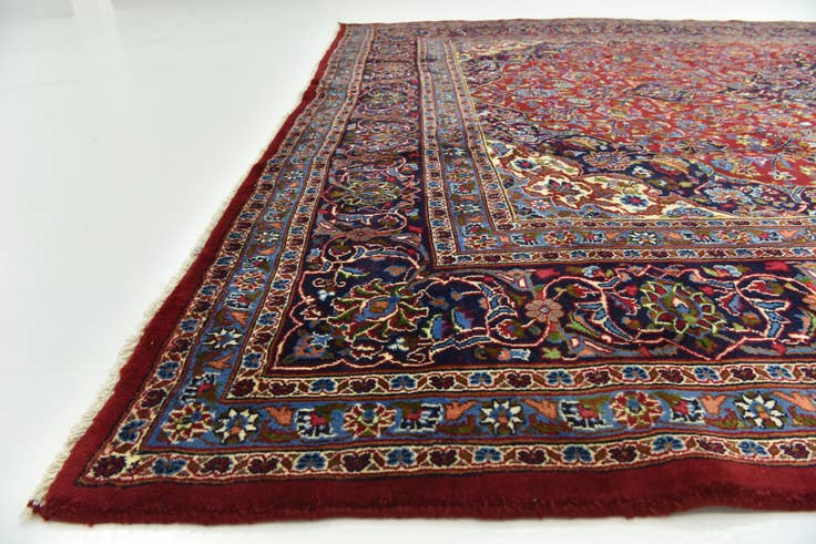 Detail image of 9' 7 x 12' 9 Hand Knotted Mashad Persian Wool Rug