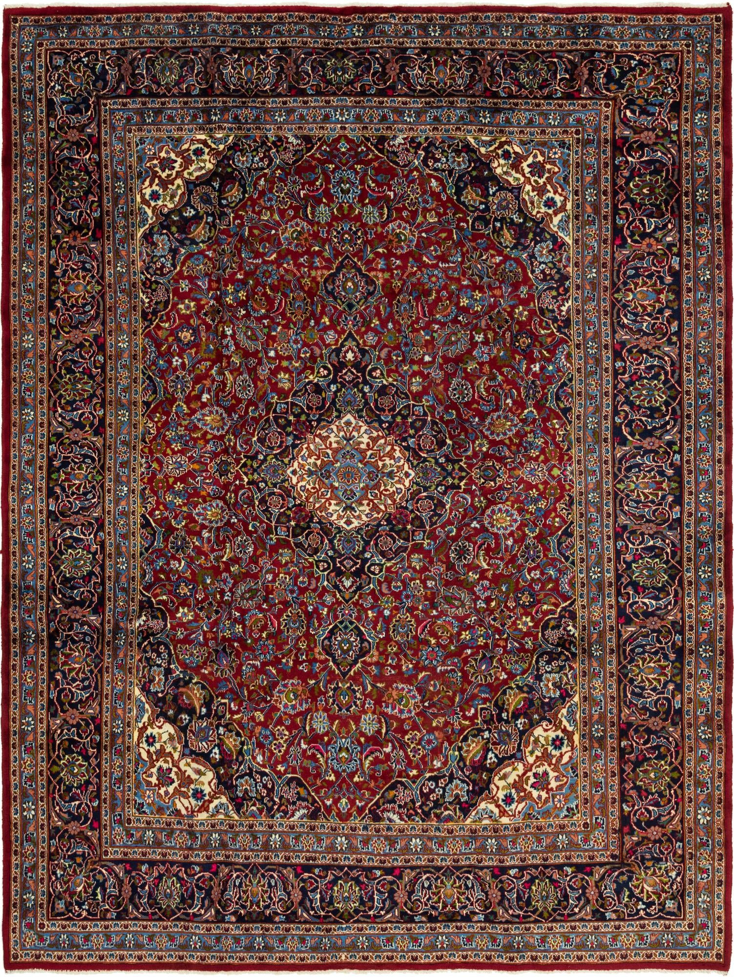 9' 7 x 12' 9 Hand Knotted Mashad Persian Wool Rug