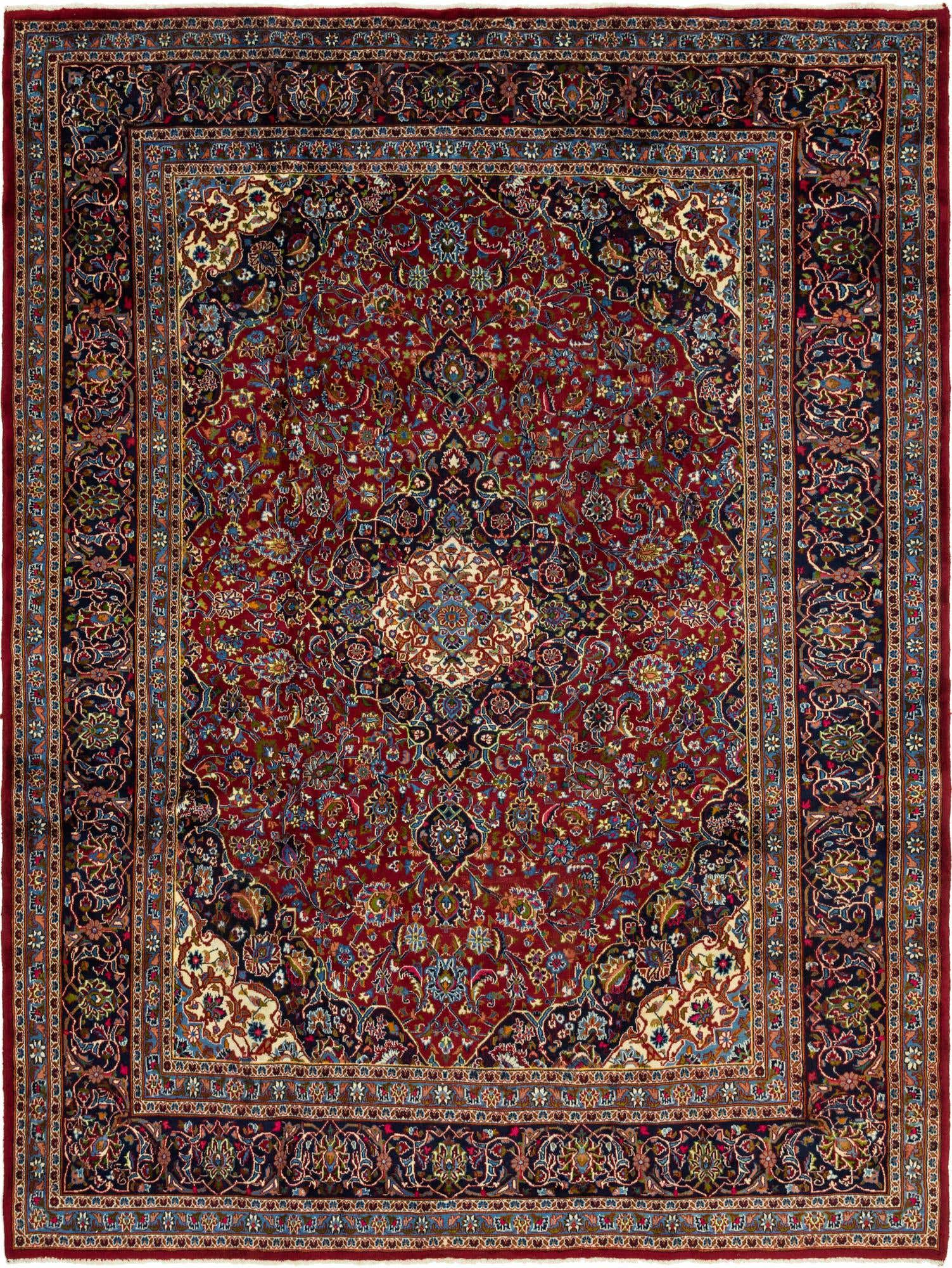 9' 7 x 12' 9 Hand Knotted Mashad Persian Wool Rug
