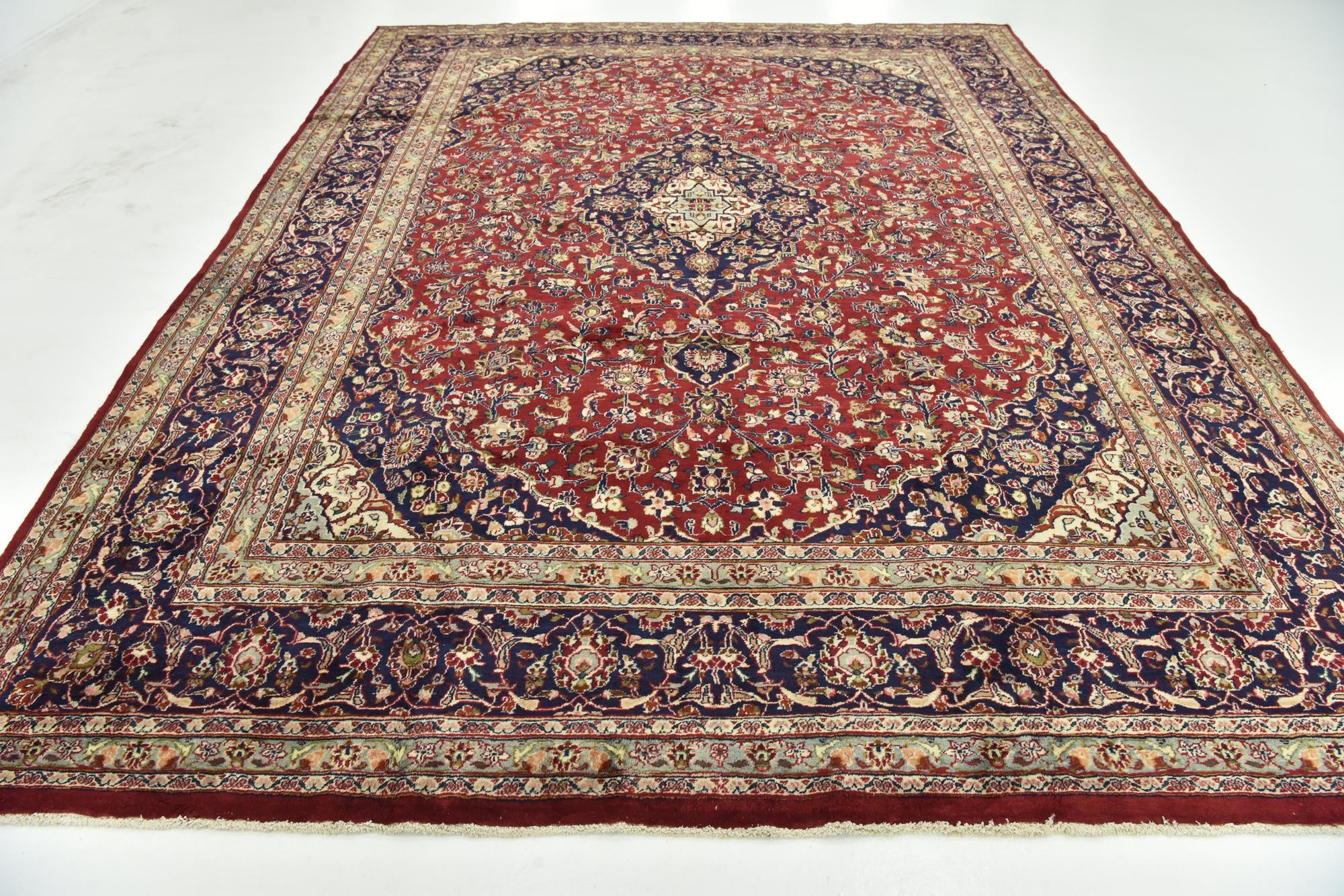9' 8 x 12' 8 Hand Knotted Mashad Persian Wool Rug