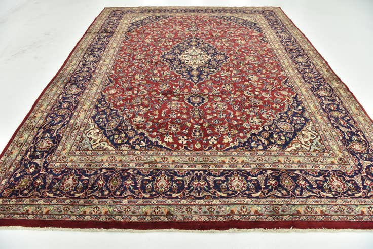 Detail image of 9' 8 x 12' 8 Hand Knotted Mashad Persian Wool Rug