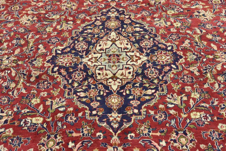 Detail image of 9' 8 x 12' 8 Hand Knotted Mashad Persian Wool Rug