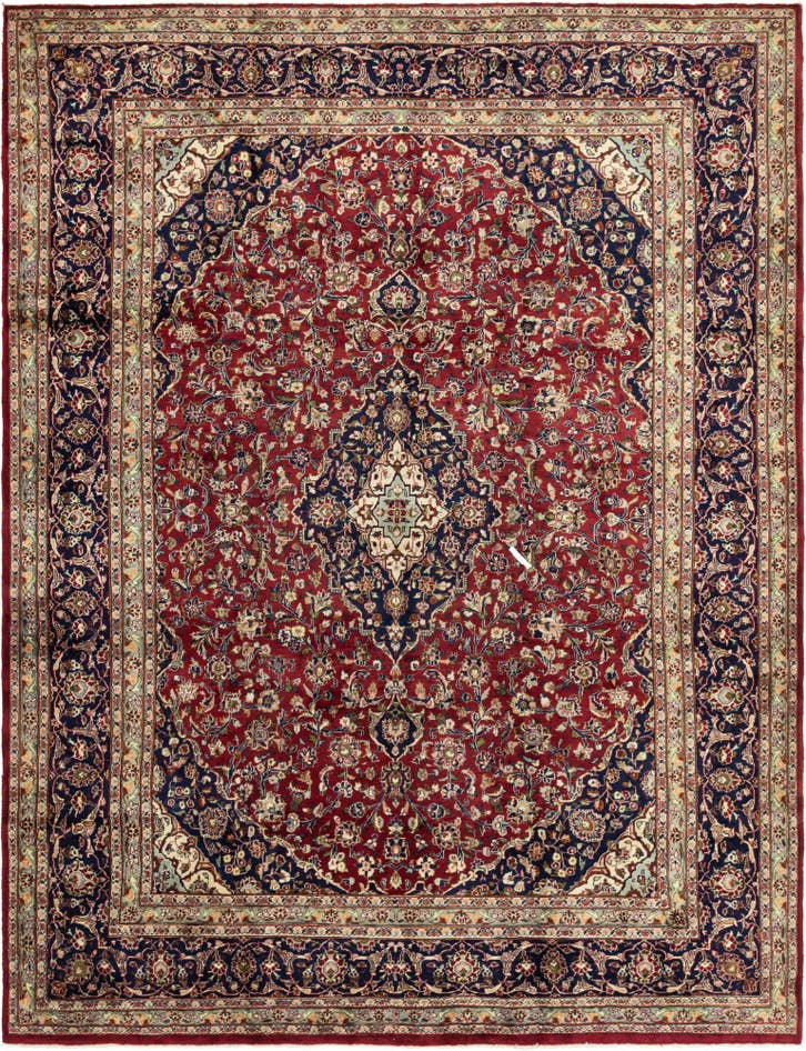 Detail image of 9' 8 x 12' 8 Hand Knotted Mashad Persian Wool Rug