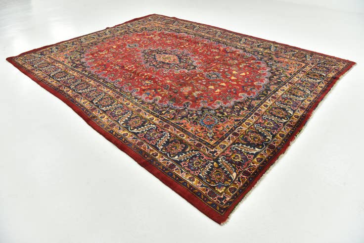 Detail image of 9' 7 x 12' 7 Hand Knotted Mashad Persian Wool Rug