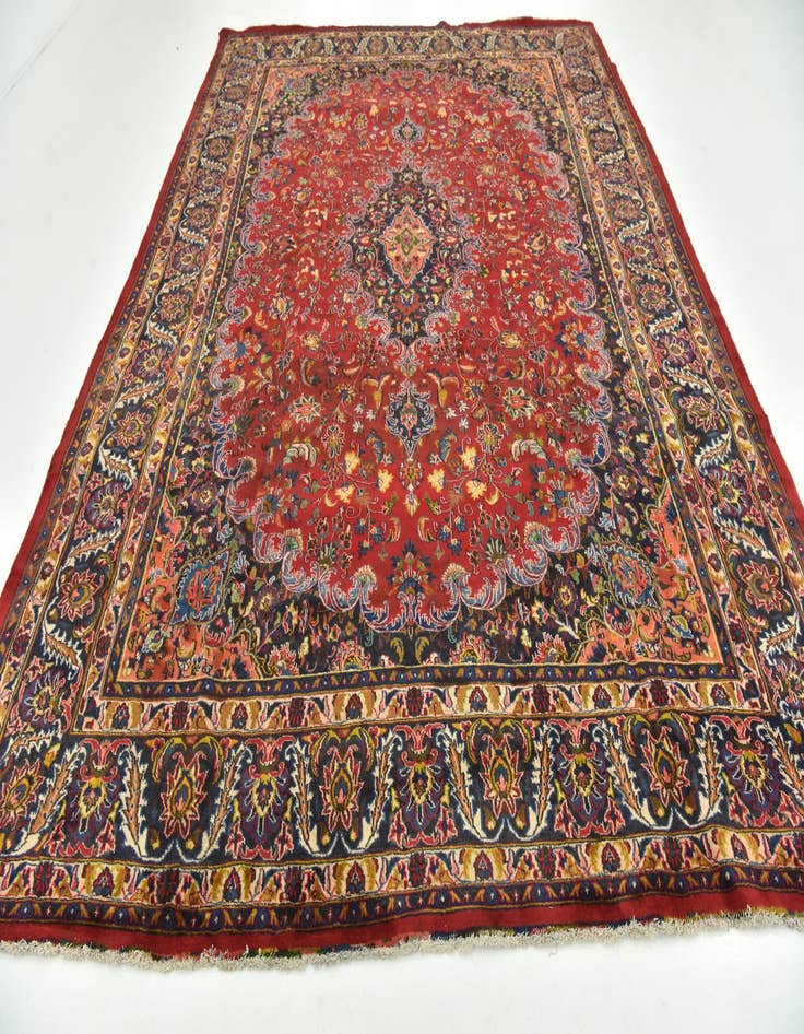 Detail image of 9' 7 x 12' 7  Hand Knotted Mashad Persian Wool Rug