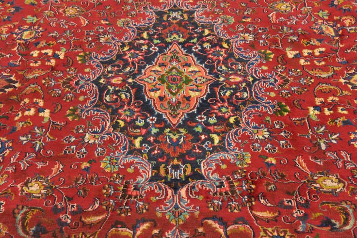 Detail image of 9' 7 x 12' 7 Hand Knotted Mashad Persian Wool Rug