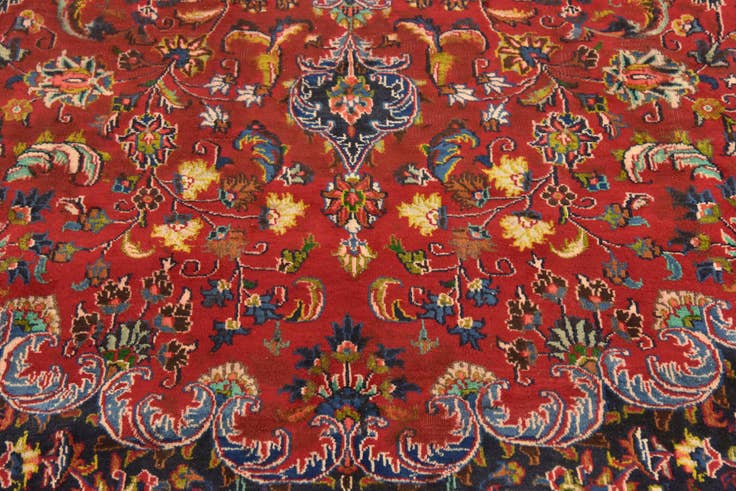 Detail image of 9' 7 x 12' 7 Hand Knotted Mashad Persian Wool Rug