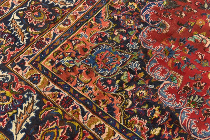 Detail image of 9' 7 x 12' 7 Hand Knotted Mashad Persian Wool Rug