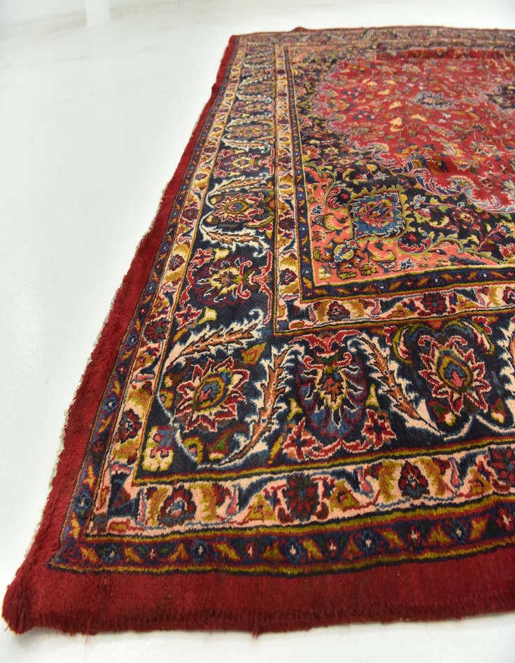 Detail image of 9' 7 x 12' 7  Hand Knotted Mashad Persian Wool Rug