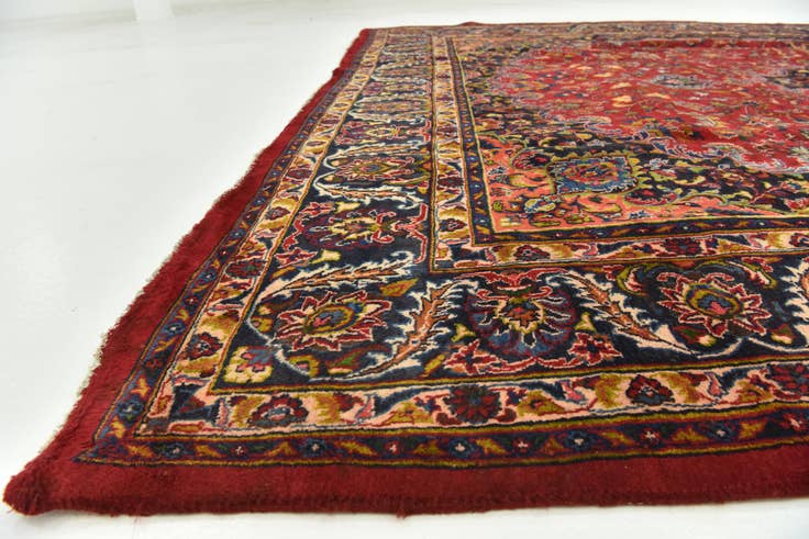 Detail image of 9' 7 x 12' 7 Hand Knotted Mashad Persian Wool Rug