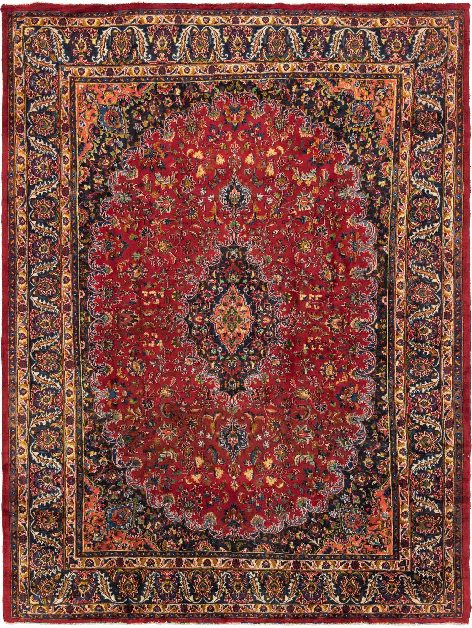 9' 7 x 12' 7 Hand Knotted Mashad Persian Wool Rug