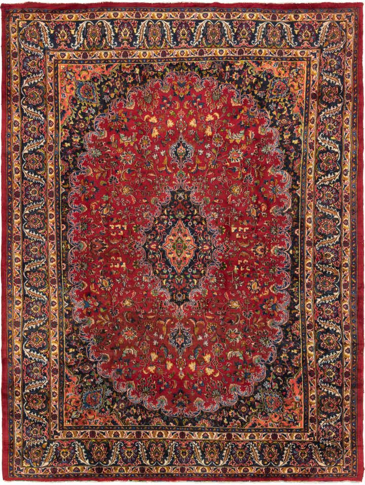 9' 7 x 12' 7 Hand Knotted Mashad Persian Wool Rug