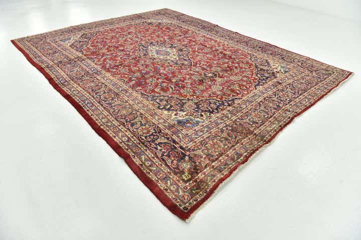 9' 7 x 12' 5 Hand Knotted Mashad Persian Wool Rug