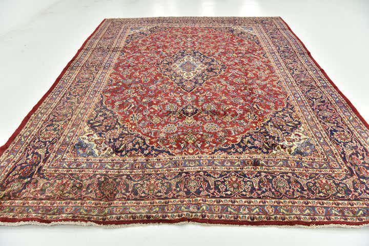 9' 7 x 12' 5 Hand Knotted Mashad Persian Wool Rug