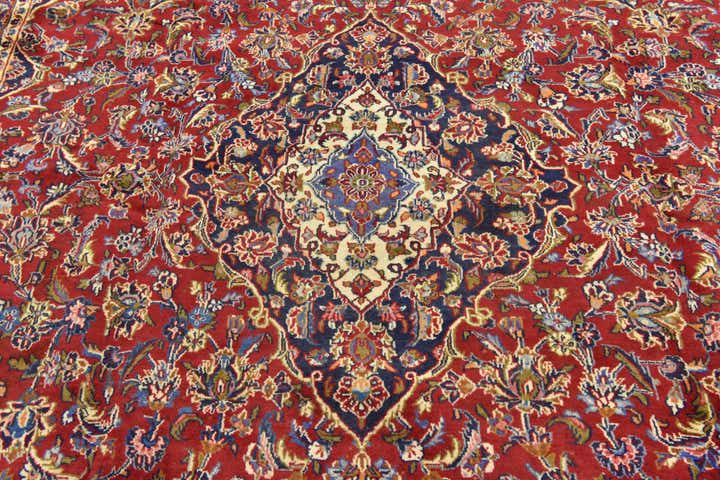 9' 7 x 12' 5 Hand Knotted Mashad Persian Wool Rug
