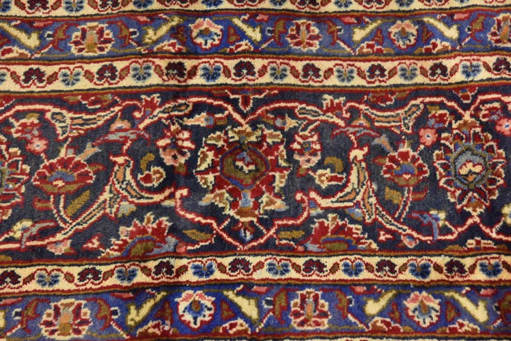 Detail image of 9' 7 x 12' 5 Hand Knotted Mashad Persian Wool Rug