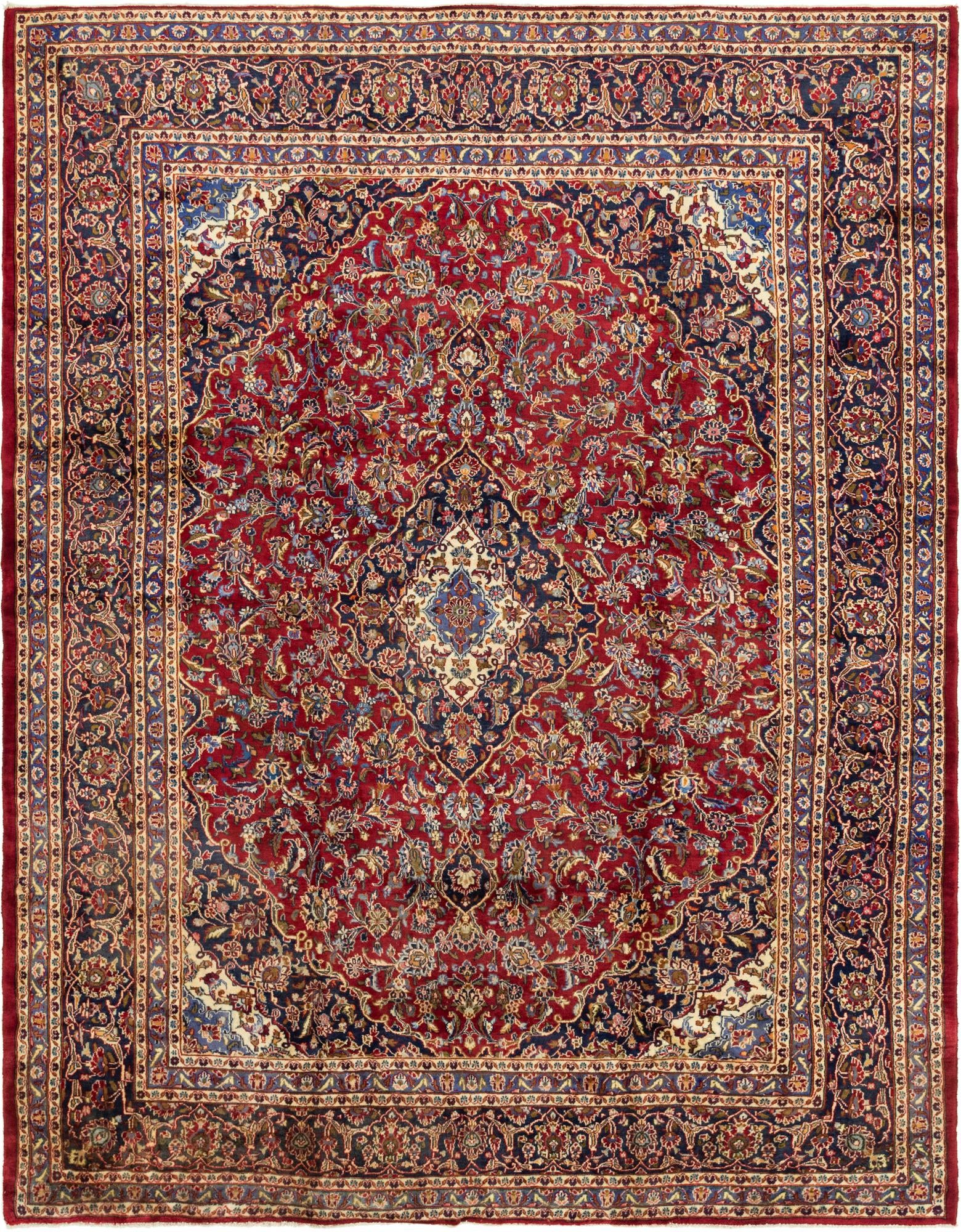 9' 7 x 12' 5 Hand Knotted Mashad Persian Wool Rug