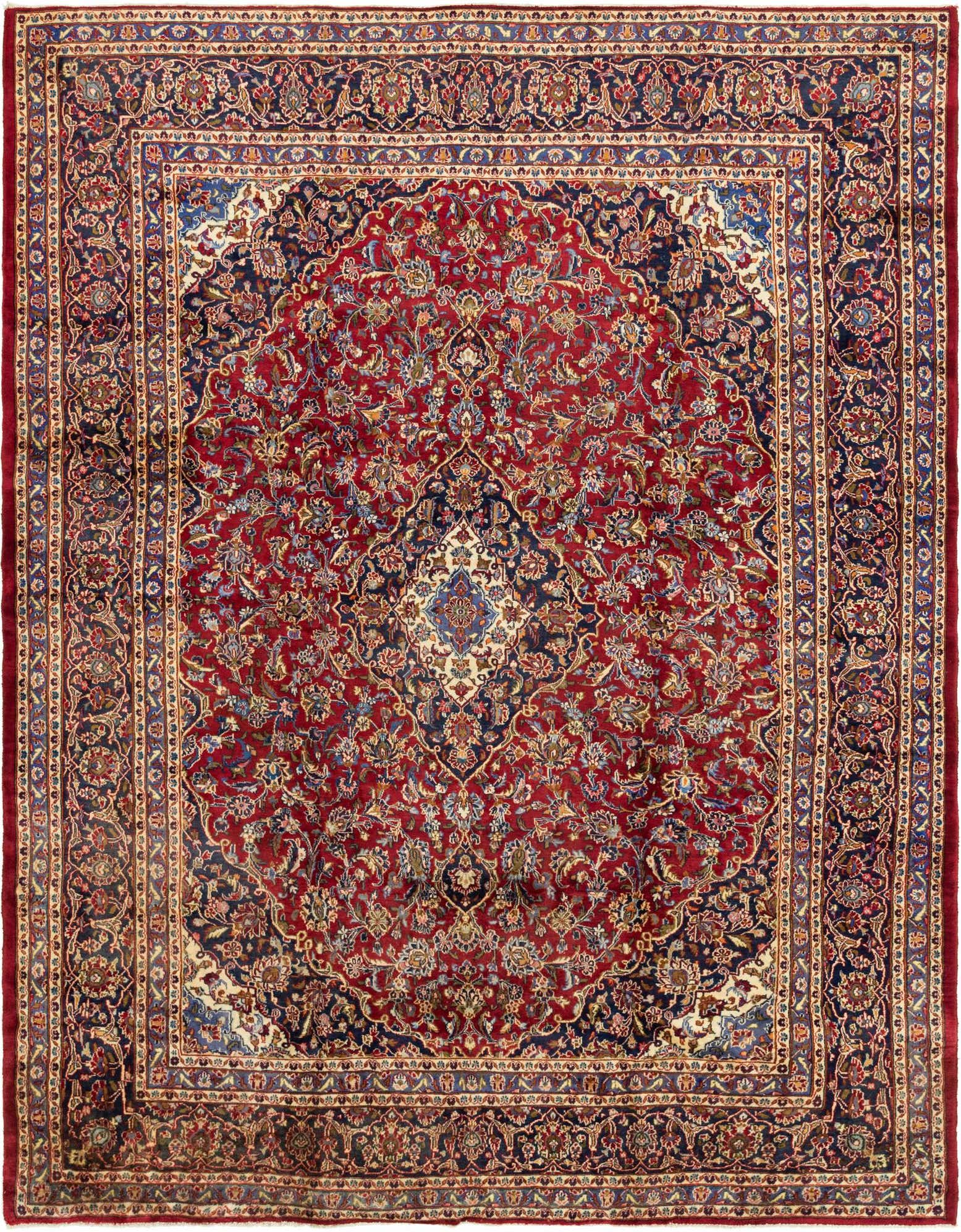 9' 7 x 12' 5 Hand Knotted Mashad Persian Wool Rug