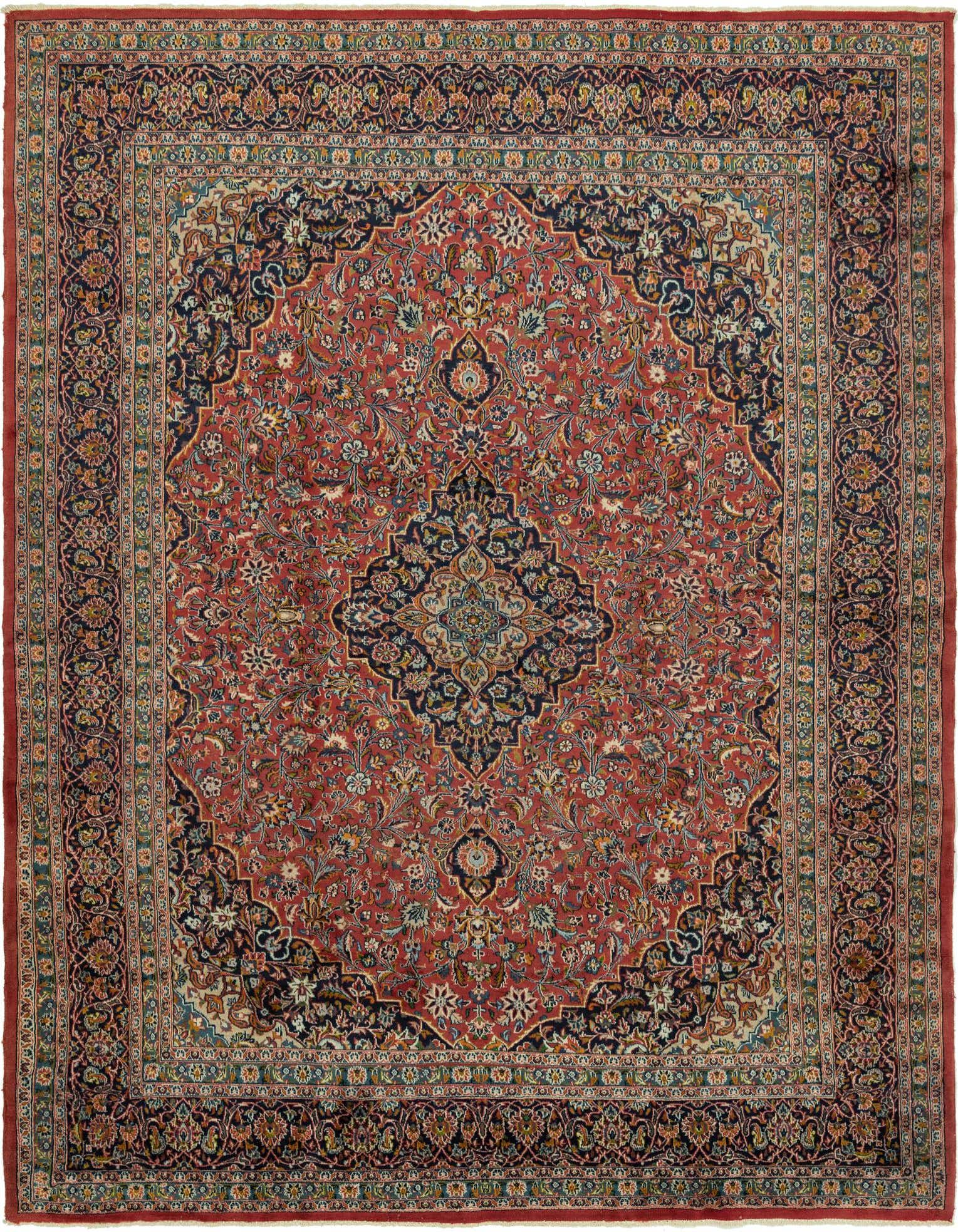9' 8 x 12' 10 Hand Knotted Mashad Persian Wool Rug