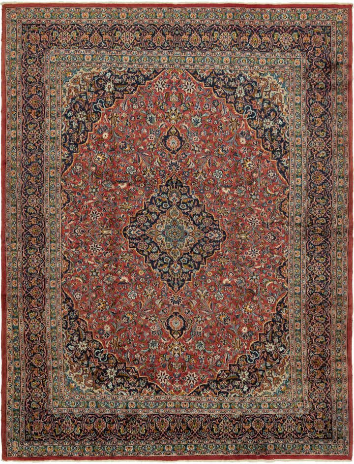 9' 8 x 12' 10 Hand Knotted Mashad Persian Wool Rug