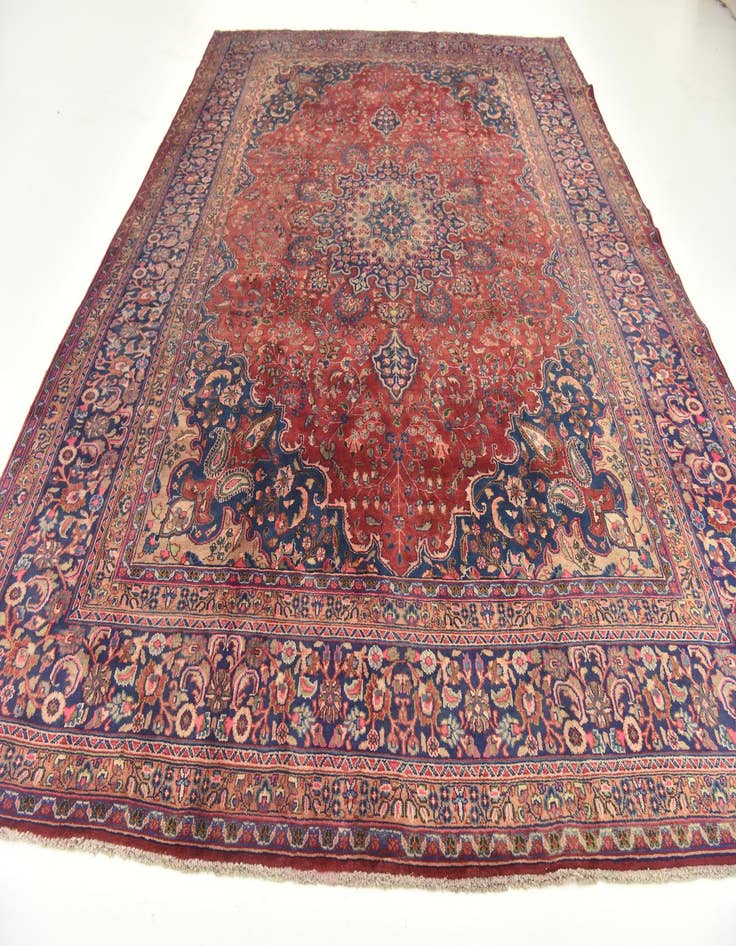 Detail image of 9' 7 x 12' 10  Hand Knotted Mashad Persian Wool Rug