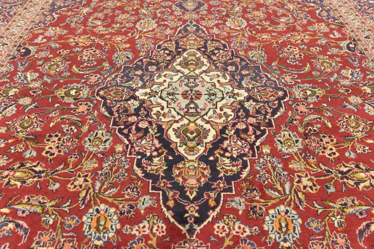 Detail image of 9' 4 x 14' 1 Hand Knotted Mashad Persian Wool Rug