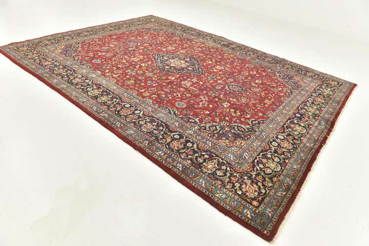 9' 10 x 13' 6 Hand Knotted Mashad Persian Wool Rug