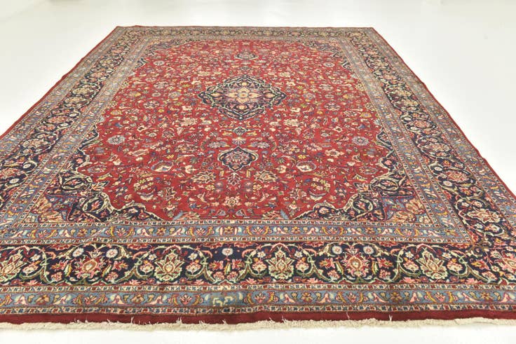 Detail image of 9' 10 x 13' 6 Hand Knotted Mashad Persian Wool Rug
