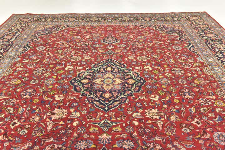 9' 10 x 13' 6 Hand Knotted Mashad Persian Wool Rug