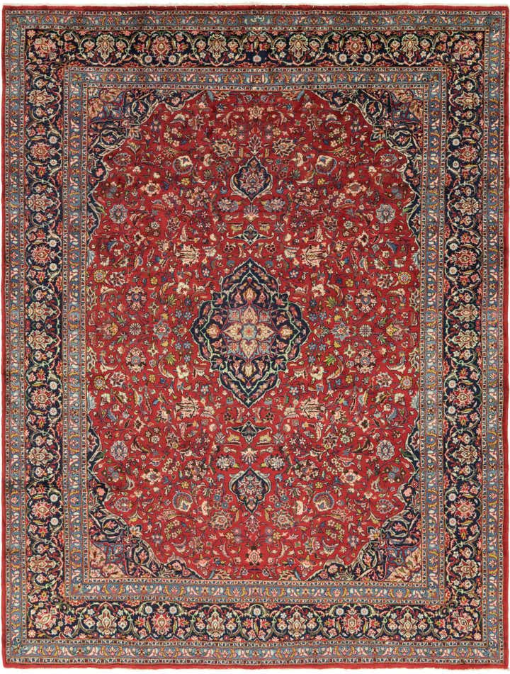 9' 10 x 13' 6 Hand Knotted Mashad Persian Wool Rug