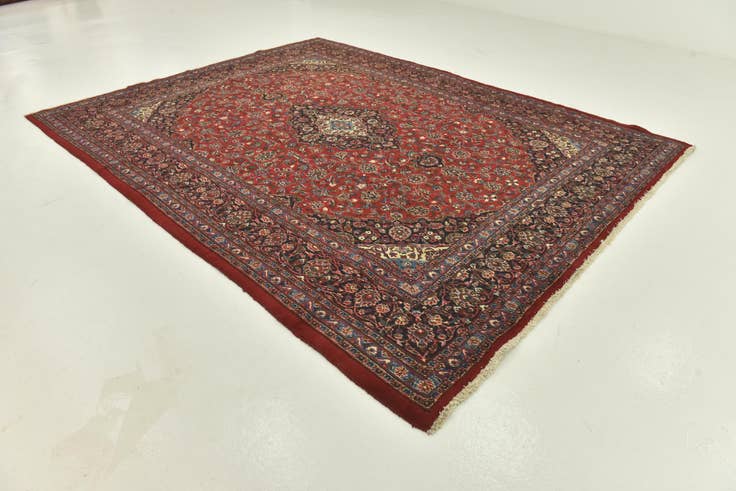 Detail image of 9' 9 x 12' 7 Hand Knotted Mashad Persian Wool Rug