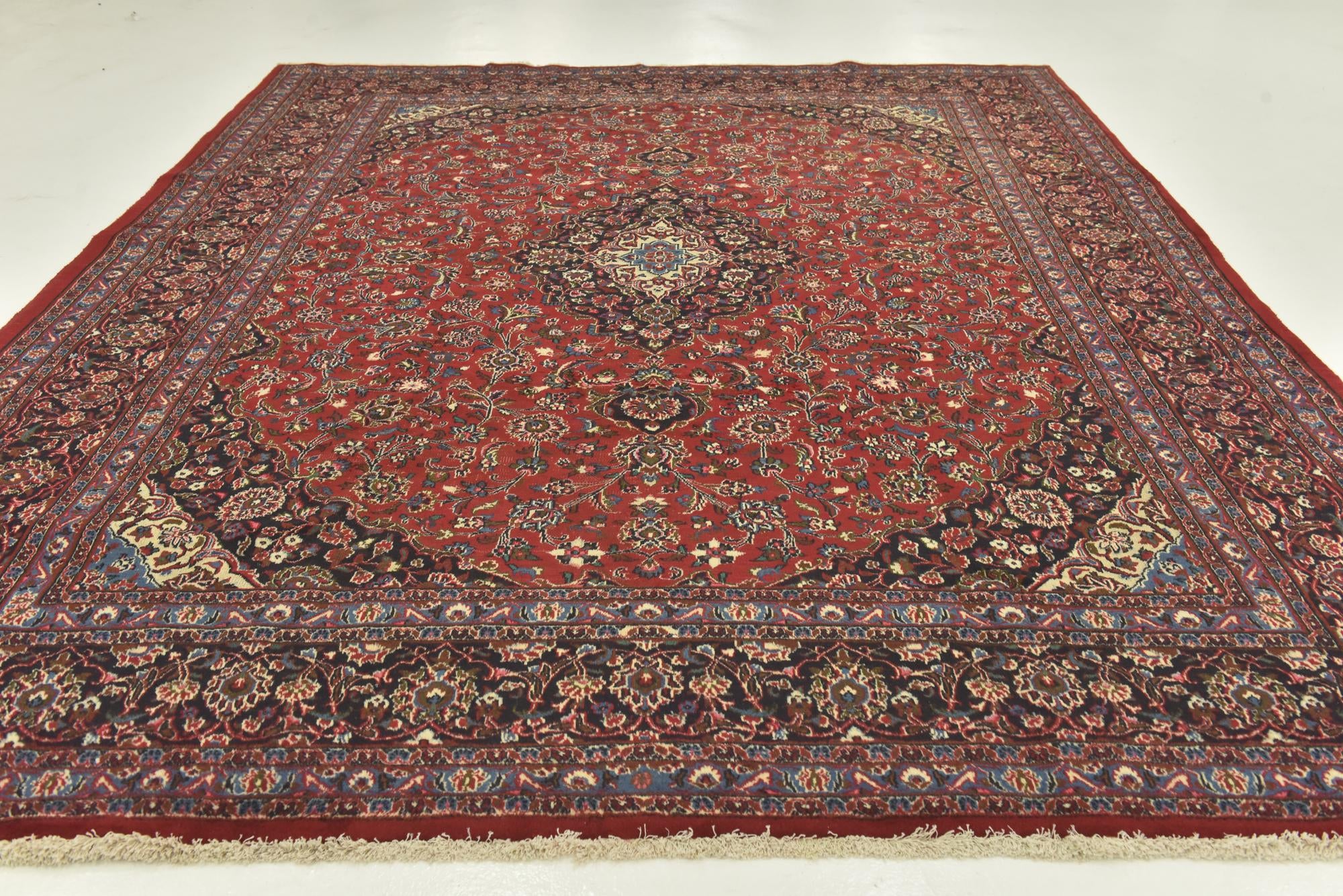 9' 9 x 12' 7 Hand Knotted Mashad Persian Wool Rug