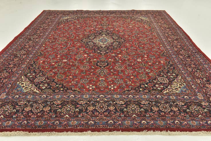 Detail image of 9' 9 x 12' 7 Hand Knotted Mashad Persian Wool Rug